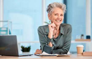 Smiling woman in her office